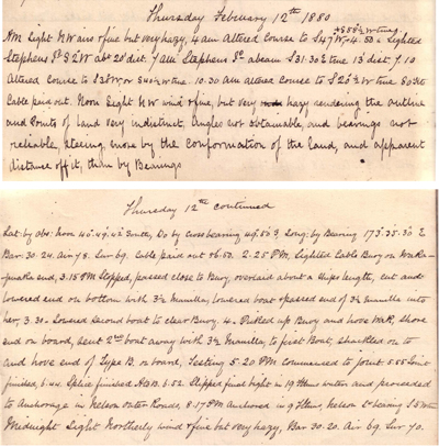 12 February 1880 journal entry